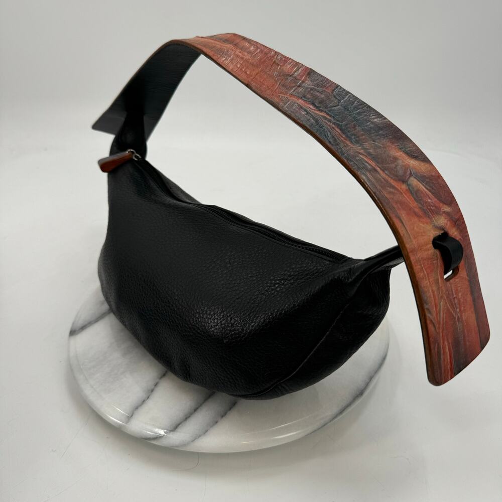 Bonini Y2K Abstract orange and black leather shoulder bag